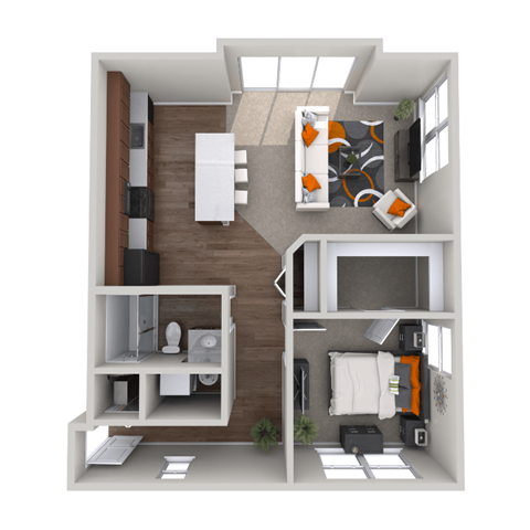 1 bedroom apartment floor plans in East Lansing, MI near Michigan State University | Beech Townhomes